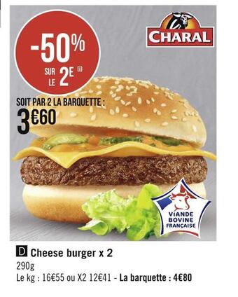 Géant Casino Charal cheese burger x 2 offre
