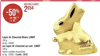 Géant Casino Lindt lapin or chocolat blanc offre