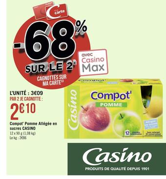 Géant Casino Casino compot’ pomme allégée en sucres offre
