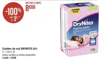 Géant Casino Drynites culottes de nuit girl offre