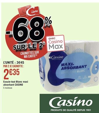 Géant Casino Casino essuie-tout blanc maxi absorbant offre