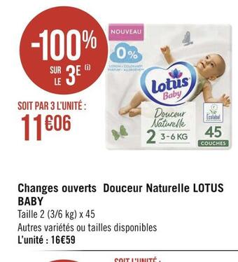 Géant Casino Lotus baby changes ouverts douceur naturelle offre