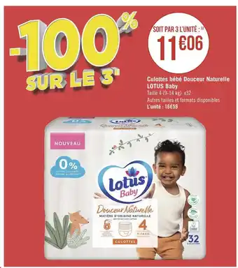 Géant Casino Lotus baby culottes bébé douceur naturelle baby offre