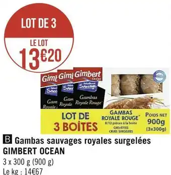 Géant Casino Gimbert ocean gambas sauvages royales surgelées offre