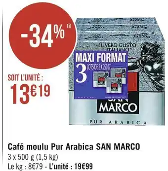 Géant Casino San marco café moulu pur arabica offre