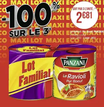 Géant Casino Panzani le ravioli pur bœuf offre