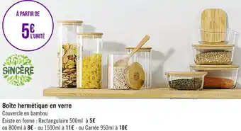 Sincère boîte hermétique en verre