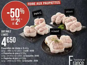 Géant Casino Paupiettes de dinde x 3-405g offre