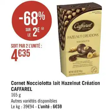 Géant Casino Caffarel cornet nocciolotta lait hazelnut création offre
