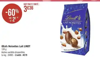 Géant Casino Lindt oeufs noisettes lait offre
