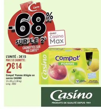 Géant Casino Casino compot’ pomme allégée en sucres offre