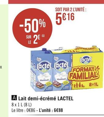 Géant Casino Lactel lait demi-écrémé offre