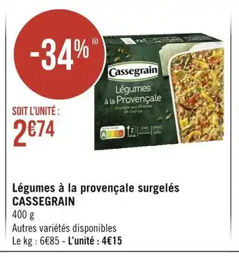 Géant Casino Cassegrain légumes à la provençale surgelés offre