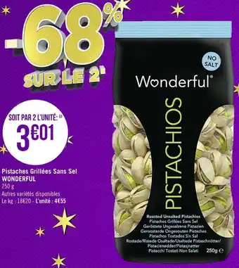 Wonderful pistaches grillées sans sel