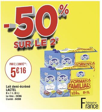 Géant Casino Lactel lait demi-écrémé offre