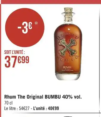 Géant Casino Bumbu rhum the original 40% vol. offre