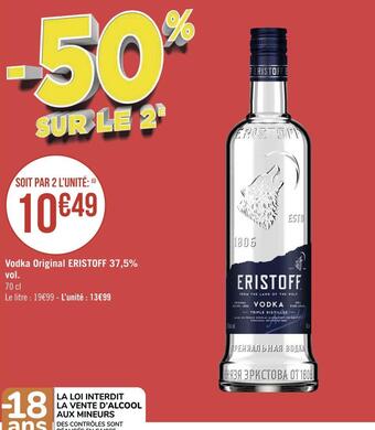 Géant Casino Eristoff vodka original 37,5% vol. offre