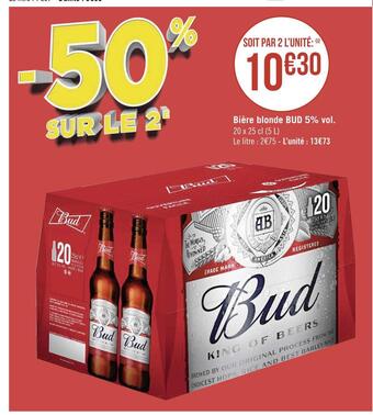 Géant Casino Bud bière blonde 5% vol. offre