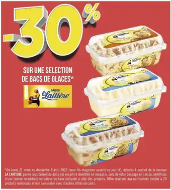 Géant Casino La laitière bon plan sur une selection de bacs de glaces de la marque la laitiere offre
