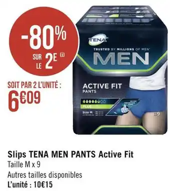Géant Casino Tena slips men pants active fit offre