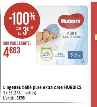 Géant Casino Huggies lingettes bébé pure extra care offre
