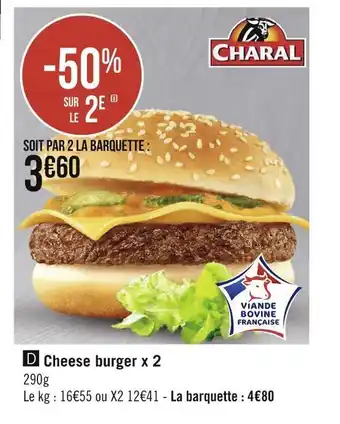 Géant Casino Charal cheese burger x 2 offre