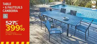 Carrefour Table canberra lattes 180/240 et fauteuil canberra offre