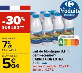 Carrefour Carrefour extra lait de montagne u.h.t. demi-écrémé offre