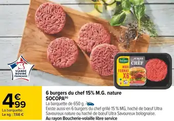Socopa 6 burgers du chef 15% m.g. nature