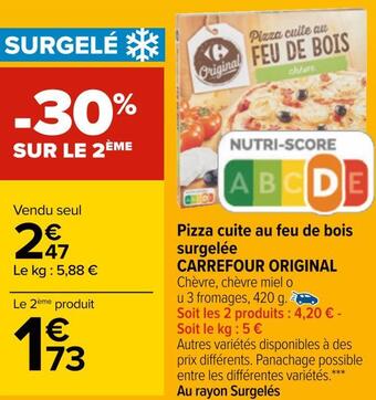 Carrefour Carrefour original pizza cuite au feu de bois surgelée offre