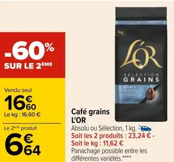 Carrefour L'or café grains offre