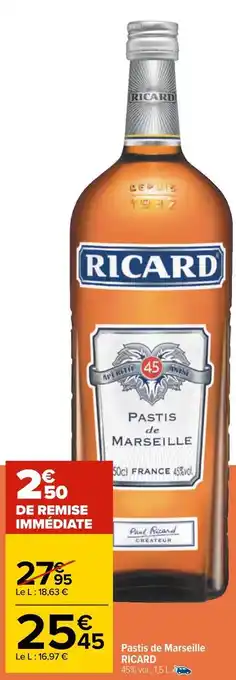 Carrefour Ricard pastis de marseille offre
