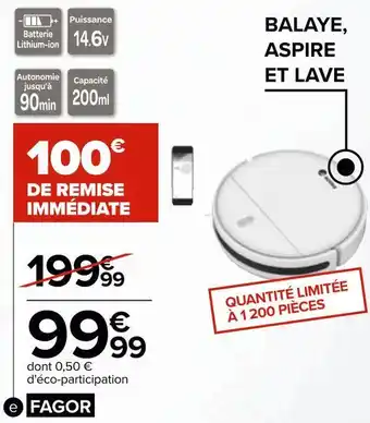Carrefour Fagor aspirateur avec sac offre