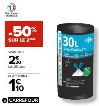 Carrefour Carrefour 20 sacs poubelle 30l offre