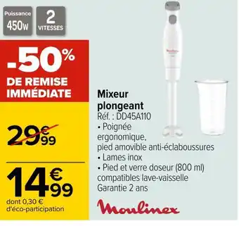 Carrefour Moulinex mixeur plongeant offre