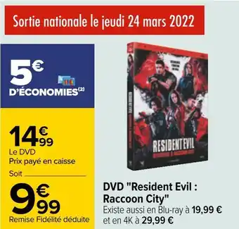 Carrefour Dvd "resident evil : raccoon city" offre