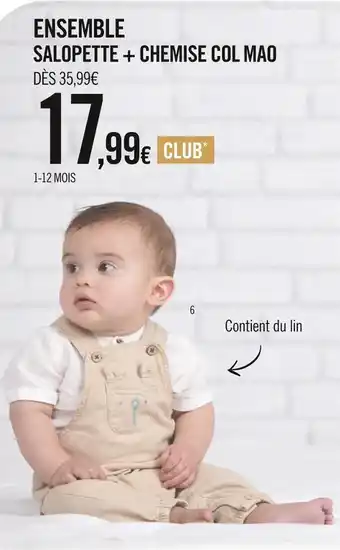 Orchestra Ensemble salopette longue + chemise col mao offre