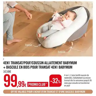 Orchestra Prémaman 4en1 transat/pouf/coussin allaitement babymum + bascule en bois pour transat 4en1 babymum offre