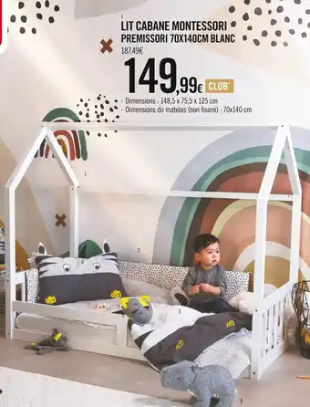 Orchestra Lit cabane montessori premissori 70x140cm blanc offre