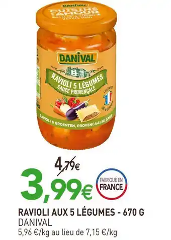 naturéO Danival ravioli aux 5 légumes offre