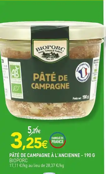 naturéO Bioporc pâté de campagne à l'ancienne offre
