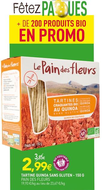 naturéO Pain des fleurs tartine quinoa sans gluten offre
