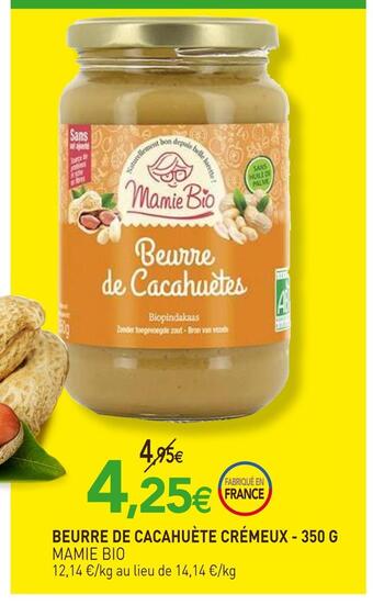 naturéO Mamie bio beurre de cacahuète crémeux offre