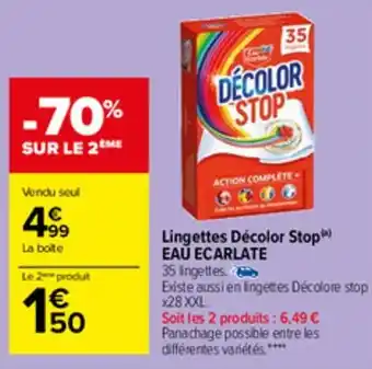 Carrefour Market Lingettes décolor stop EAU ECARLATE offre