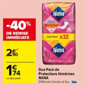 Carrefour Market Duo pack de protections féminines NANA offre