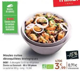 Thiriet Moules cuites décoquillées bilogiques offre