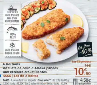 6 Portions de filets de colin d'alaska