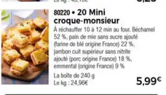 Thiriet 20 Mini Croque-Monsieur offre