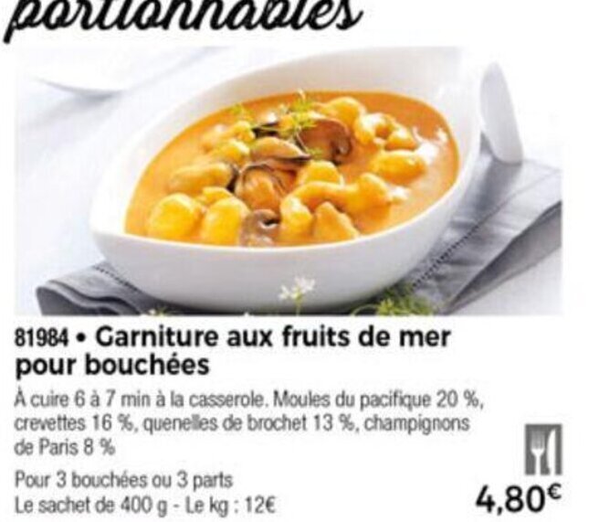 Promo Garniture Aux Fruits de Mer chez Thiriet