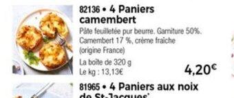 Thiriet 4 Paniers Camembert offre